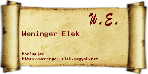 Weninger Elek névjegykártya